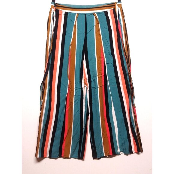 NWOT Wide leg palazzo pants tropea Side flaps Womens XL multicolor stripes Boho - Picture 2 of 9